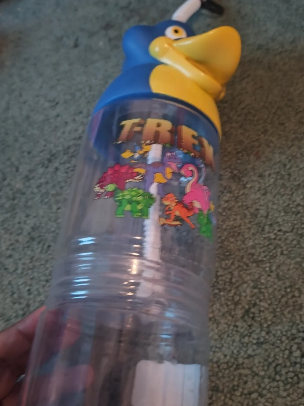 T-Rex Kids Water Bottle with Blue & Yellow Dino Lid